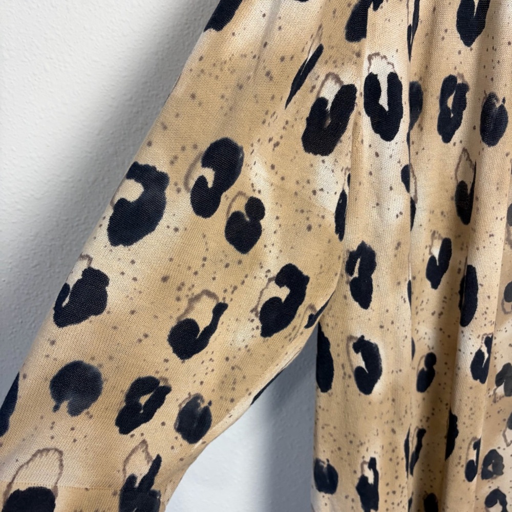 Lafayette 148 New York Animal Print Cardigan silk back knit mixed fabric 1X - Picture 2 of 7